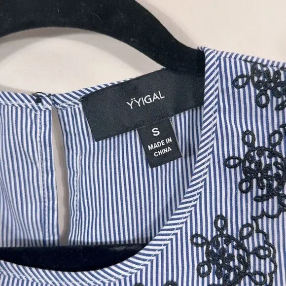 Yyigal Sleeveless Blue White Stripe Cotton Nautical Coastal Dress Women Small - Picture 7 of 8